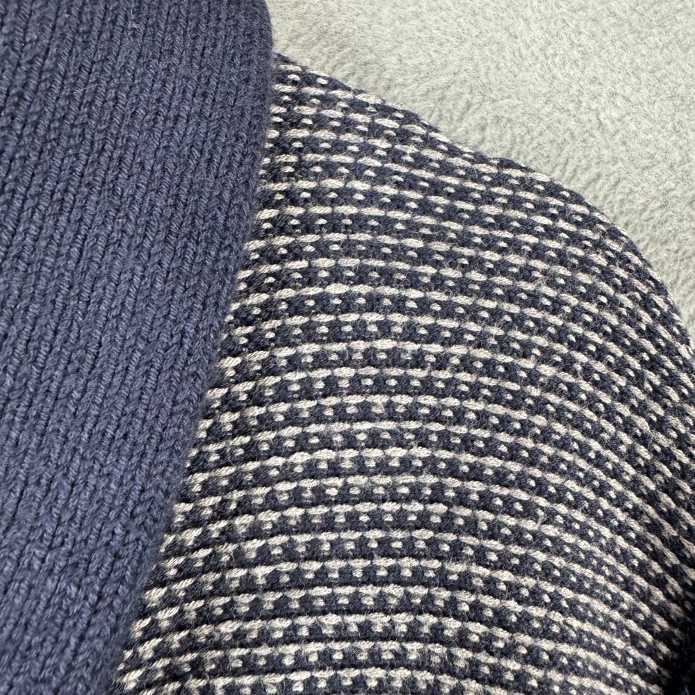 Banana Republic Mens XL Navy Blue Birdseye Shawl Collar Grandpa Cardigan Sweater - Picture 4 of 8